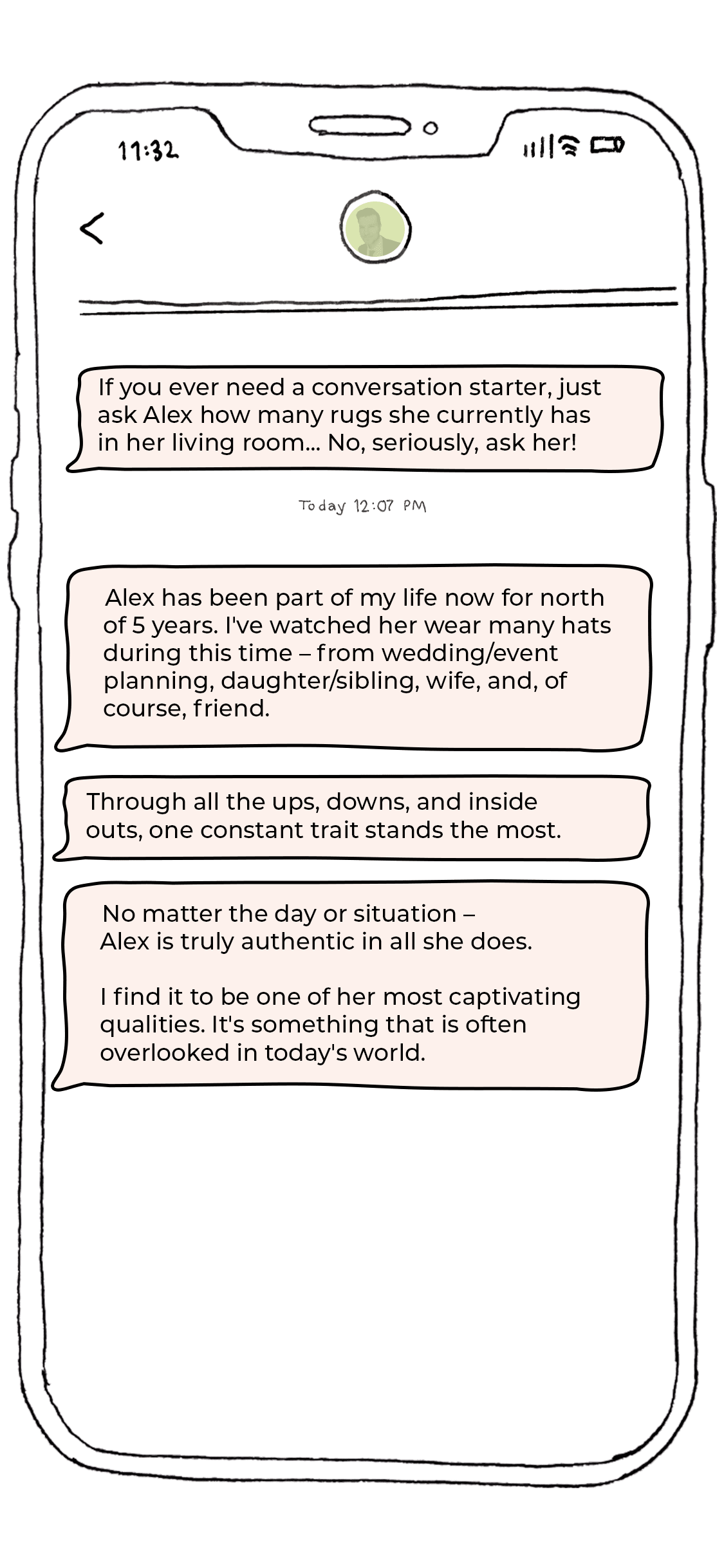 Alex Alexander Text Messages from Friends
