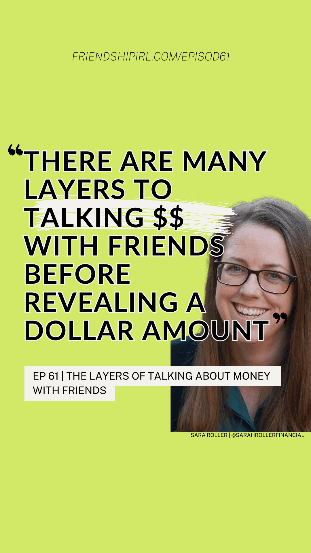 Friendship IRL Podcast - Episode 61 - The Layers of Talking About Money With Friends With Financial Coach Sarah Roller