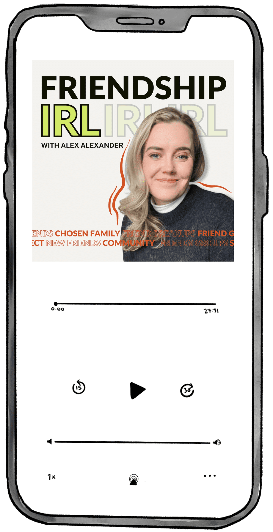 Friendship IRL podcast artwork with host Alex Alexander.