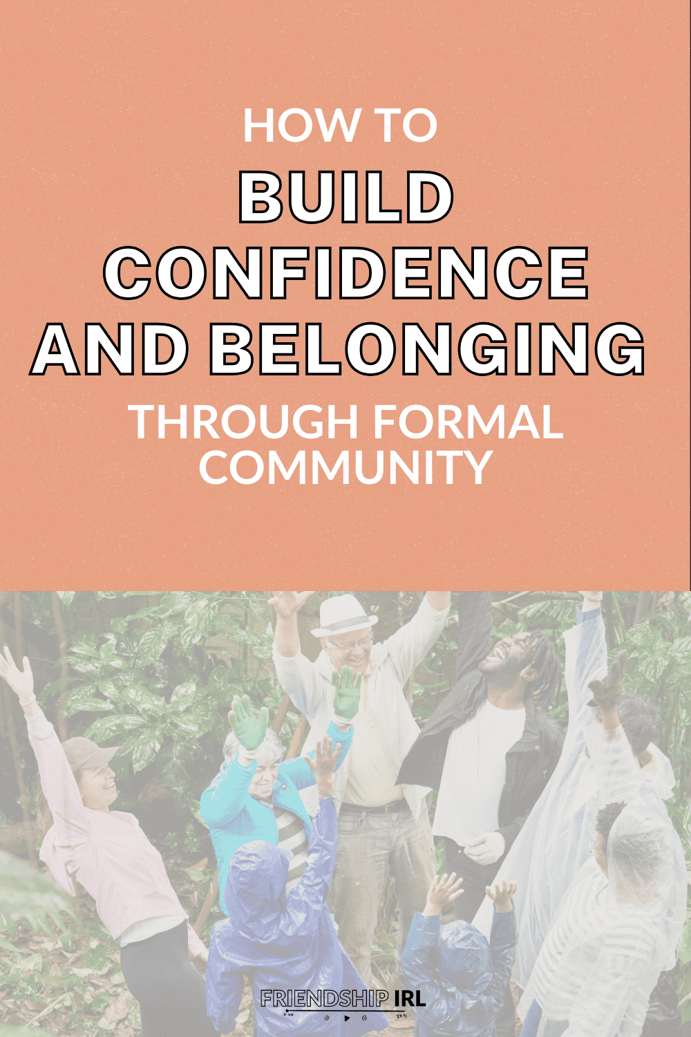 Group of diverse people celebrating with raised arms outdoors, illustrating community building and confidence through form...