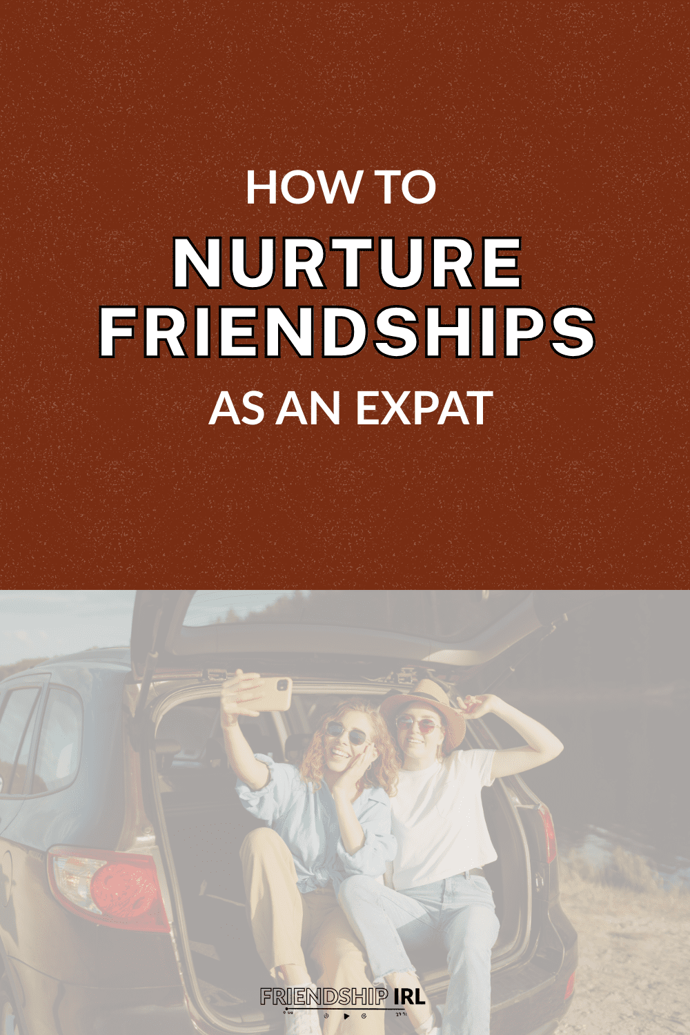 Two friends taking a selfie while sitting in the back of a car during a road trip adventure