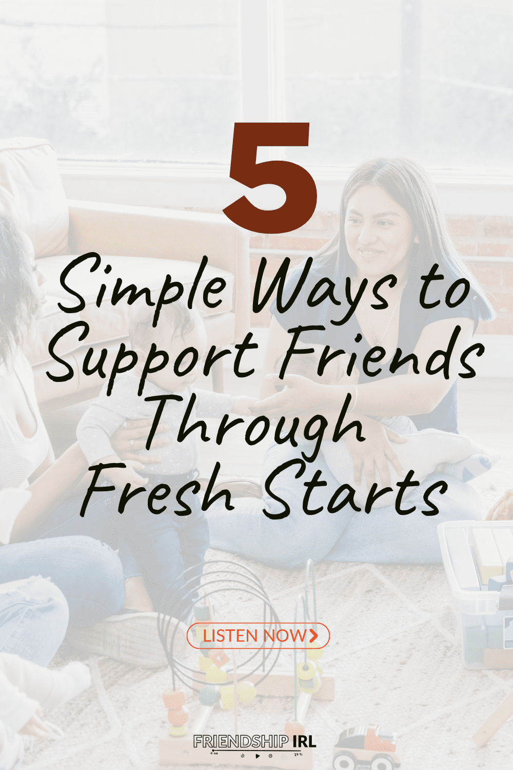 Two women having a supportive conversation over coffee with text overlay 